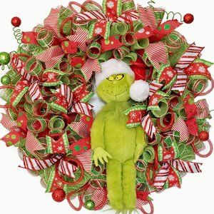 Grinch Doll Whoville Christmas Wreath For Front Door